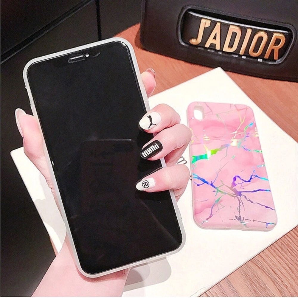 NEW iPhone 7/8/Plus Laser effect Marble case - Picture 2 of 4